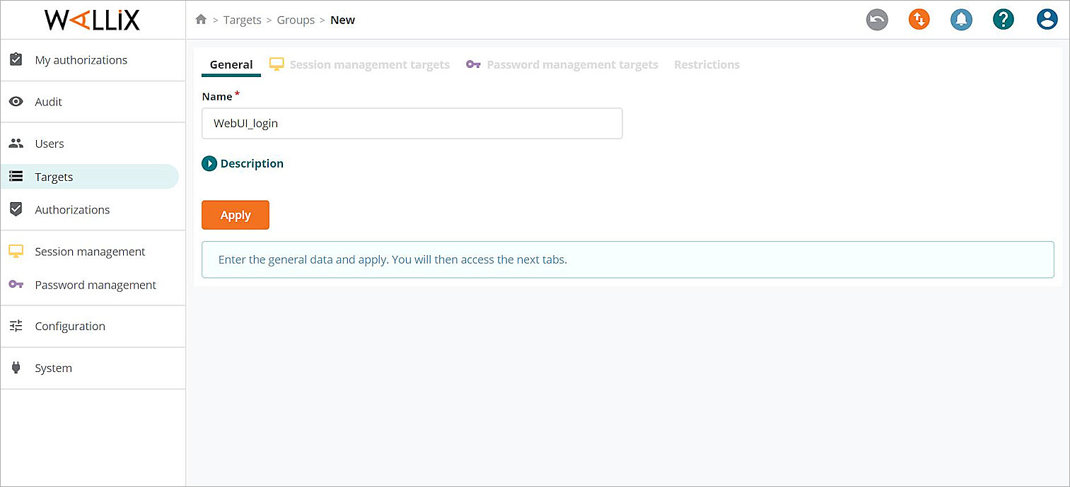 Screen shot of the General tab